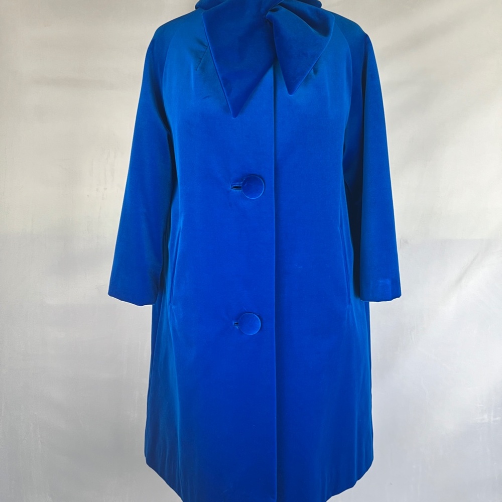 1960s Surrey Classics Royal Blue Velvet Peacoat Jacket